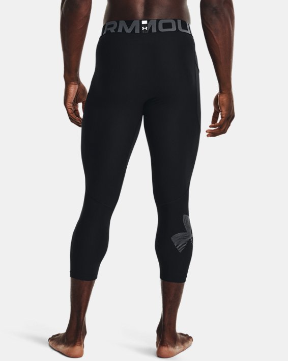 Men's HeatGear® Graphic ¾ Leggings, Black, pdpMainDesktop image number 1